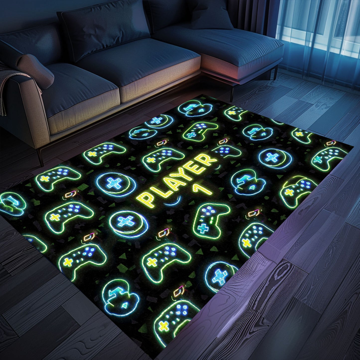 Vibrant Neon Video Game Retro Arcade Carpet for Bedroom, Great Gift Idea for Gamers and Retro Fans, Arcade Decor, Gift for Gamers, Video Game Lovers G85