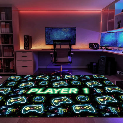 Neon Video Game Retro Arcade Rug for Living Room, Ideal Decor for Gamers and Arcade Enthusiasts, Arcade Decor, Gift for Gamers, Video Game Lovers G84