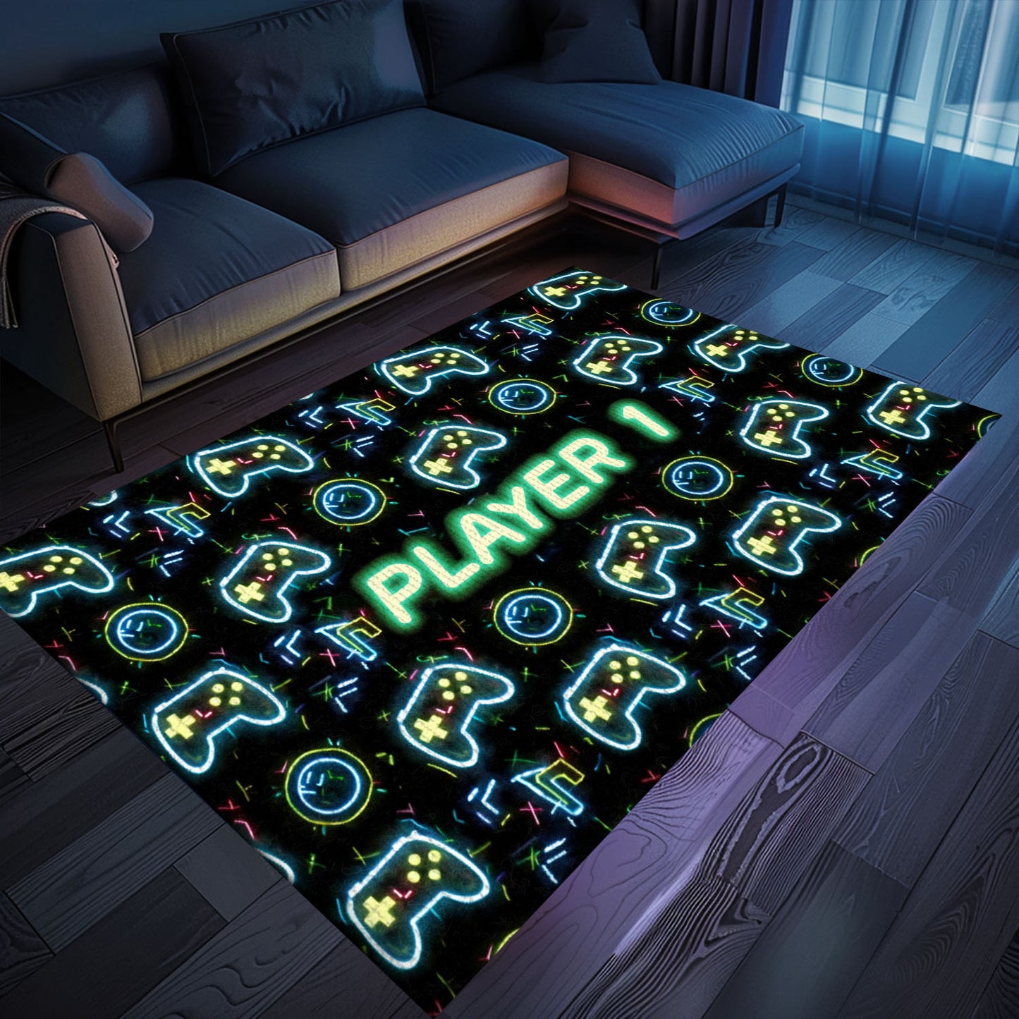 Neon Video Game Retro Arcade Rug for Living Room, Ideal Decor for Gamers and Arcade Enthusiasts, Arcade Decor, Gift for Gamers, Video Game Lovers G84