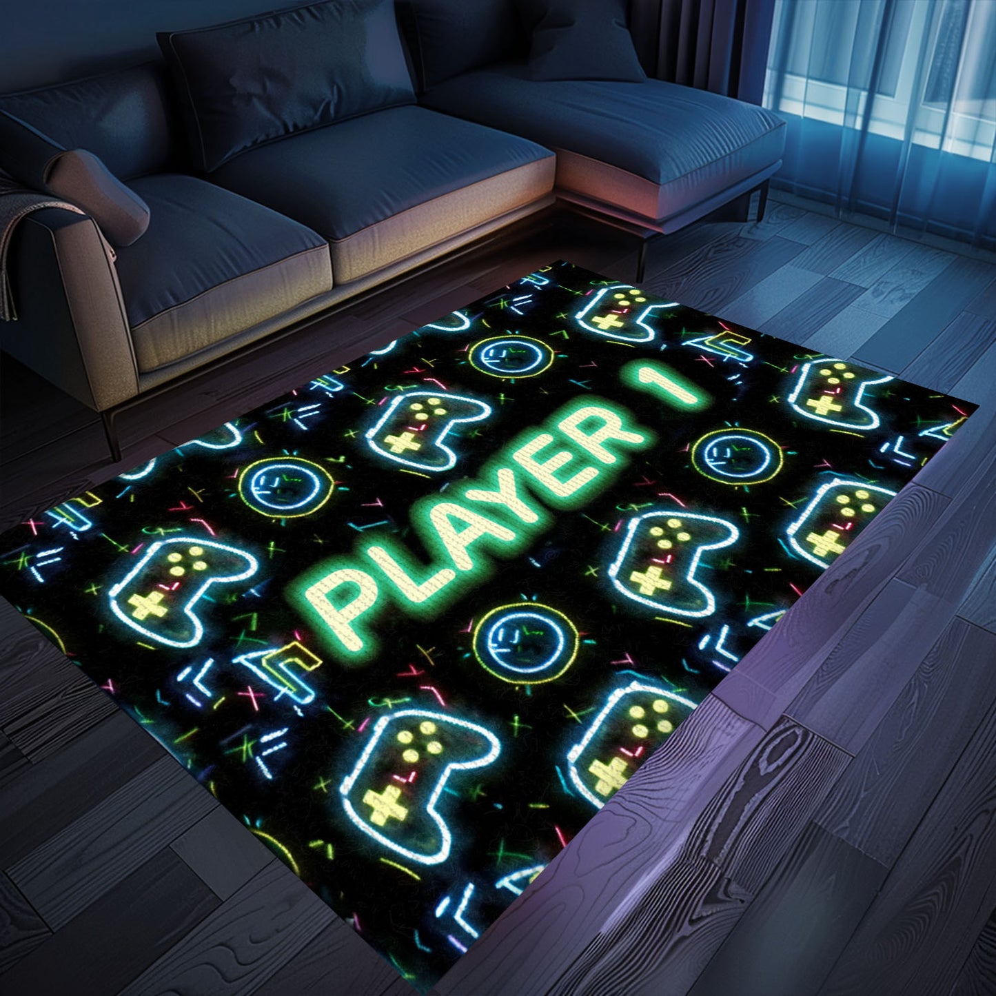 Stylish Neon Video Game Retro Arcade Rug for Bedroom, Perfect Gift for Gamers and Video Game Lovers, Arcade Decor, Gift for Gamers, Video Game Lovers G83