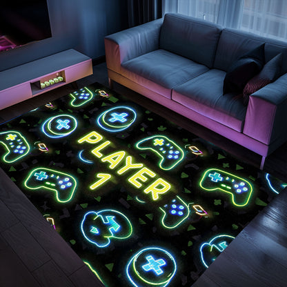 Eye-Catching Neon Video Game Retro Arcade Carpet for Game Room, Ideal for Gamers and Arcade Decor, Arcade Decor, Gift for Gamers, Video Game Lovers G82