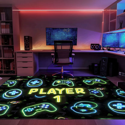Eye-Catching Neon Video Game Retro Arcade Carpet for Game Room, Ideal for Gamers and Arcade Decor, Arcade Decor, Gift for Gamers, Video Game Lovers G82