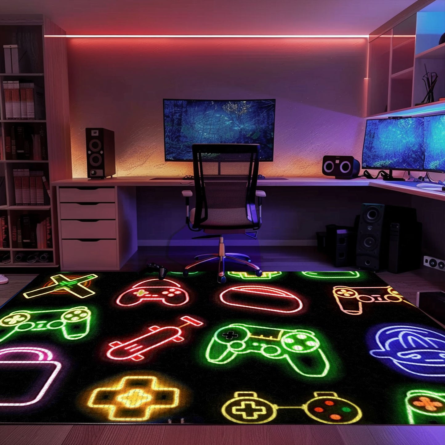 Neon Retro Video Game Arcade Rug for Living Room or Bedroom, Perfect Decor and Gift for Gamers, Arcade Decor, Gift for Gamers, Video Game Lovers G81
