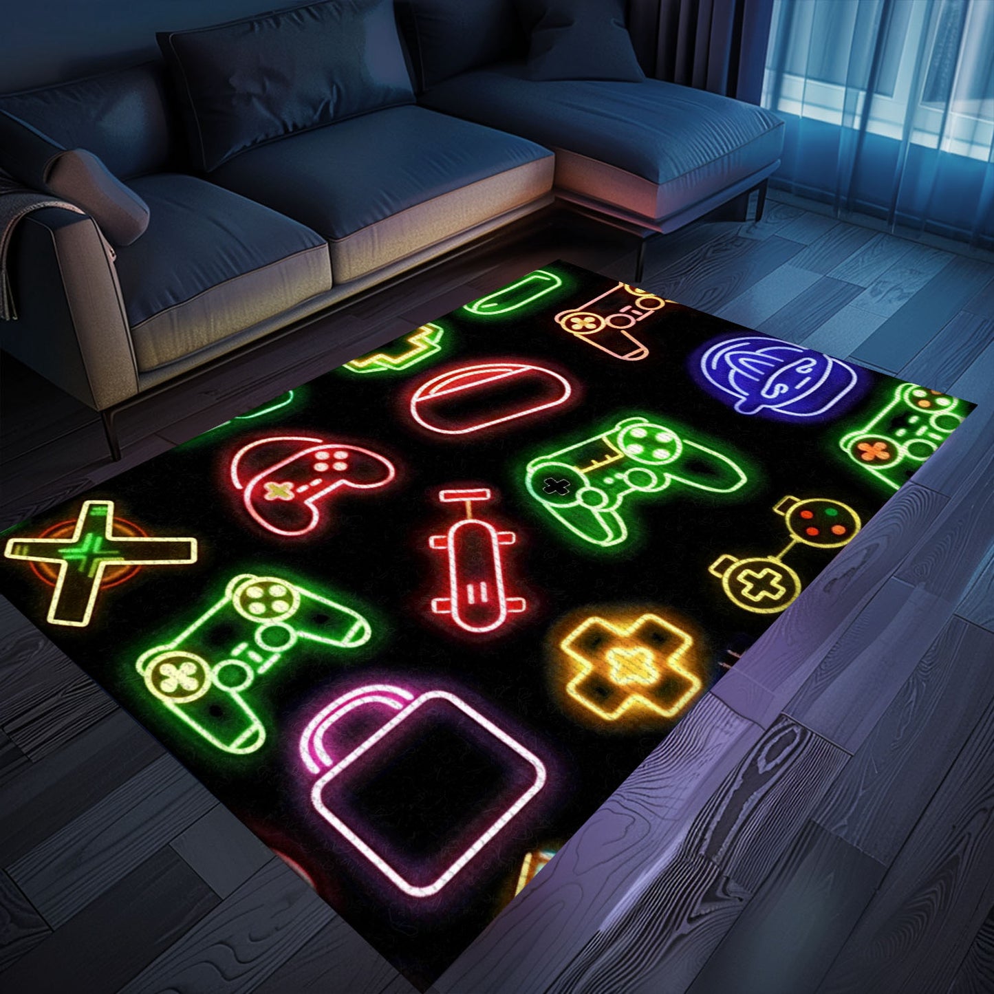 Neon Retro Video Game Arcade Rug for Living Room or Bedroom, Perfect Decor and Gift for Gamers, Arcade Decor, Gift for Gamers, Video Game Lovers G81