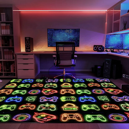 Neon Video Game Retro Arcade Carpet for Living Room, Perfect for Gamers and Retro Video Game Lovers, Arcade Decor, Gift for Gamers, Video Game Lovers G80
