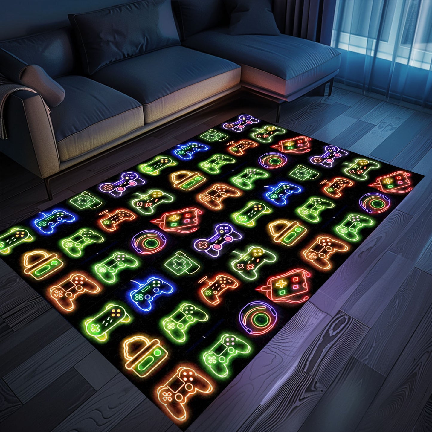 Neon Video Game Retro Arcade Carpet for Living Room, Perfect for Gamers and Retro Video Game Lovers, Arcade Decor, Gift for Gamers, Video Game Lovers G80