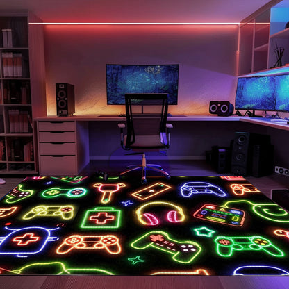 Unique Neon Video Game Retro Arcade Game Room Rug, Ideal Decor and Gift for Gaming Enthusiasts, Arcade Decor, Gift for Gamers, Video Game Lovers G79