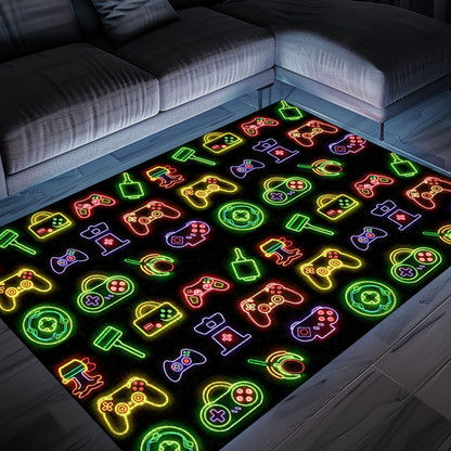 Vibrant Neon Video Game Retro Arcade Carpet for Bedroom, Perfect for Gamers and Video Game Fans, Arcade Decor, Gift for Gamers, Video Game Lovers G78