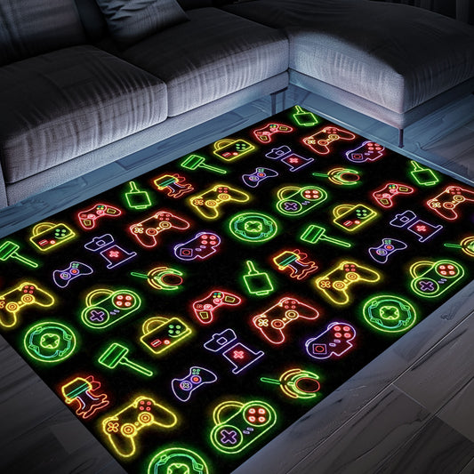 Vibrant Neon Video Game Retro Arcade Carpet for Bedroom, Perfect for Gamers and Video Game Fans, Arcade Decor, Gift for Gamers, Video Game Lovers G78