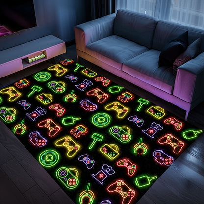 Vibrant Neon Video Game Retro Arcade Carpet for Bedroom, Perfect for Gamers and Video Game Fans, Arcade Decor, Gift for Gamers, Video Game Lovers G78