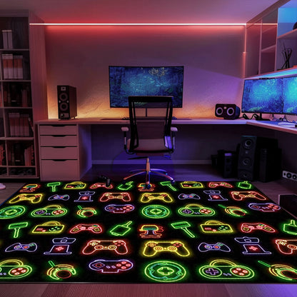 Vibrant Neon Video Game Retro Arcade Carpet for Bedroom, Perfect for Gamers and Video Game Fans, Arcade Decor, Gift for Gamers, Video Game Lovers G78