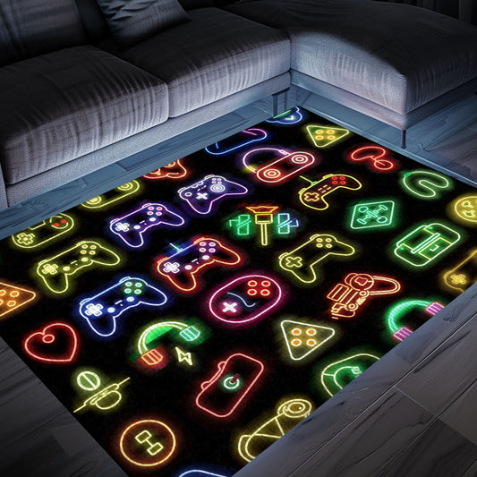 Neon Video Game Retro Arcade Rug for Living Room, Ideal for Gamers and Retro Arcade Decor, Arcade Decor, Gift for Gamers, Video Game Lovers G77
