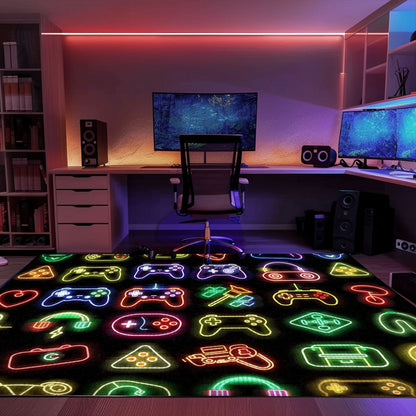 Neon Video Game Retro Arcade Rug for Living Room, Ideal for Gamers and Retro Arcade Decor, Arcade Decor, Gift for Gamers, Video Game Lovers G77