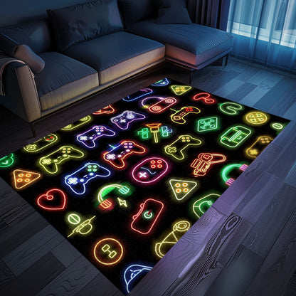 Neon Video Game Retro Arcade Rug for Living Room, Ideal for Gamers and Retro Arcade Decor, Arcade Decor, Gift for Gamers, Video Game Lovers G77