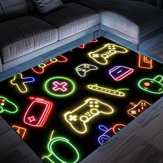 Neon Video Game Retro Arcade Carpet for Bedroom, Perfect for Gamers Looking for Unique Decor, Arcade Decor, Gift for Gamers, Video Game Lovers G75