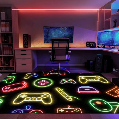 Neon Video Game Retro Arcade Carpet for Bedroom, Perfect for Gamers Looking for Unique Decor, Arcade Decor, Gift for Gamers, Video Game Lovers G75