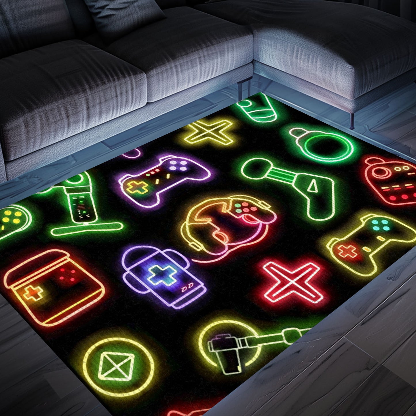 Stylish Neon Video Game Retro Arcade Rug for Living Room, Ideal for Gamers and Arcade Decor Lovers, Arcade Decor, Gift for Gamers, Video Game Lovers G74