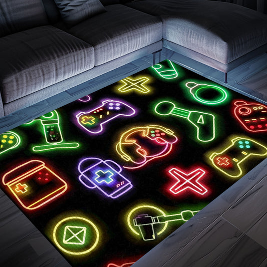 Stylish Neon Video Game Retro Arcade Rug for Living Room, Ideal for Gamers and Arcade Decor Lovers, Arcade Decor, Gift for Gamers, Video Game Lovers G74