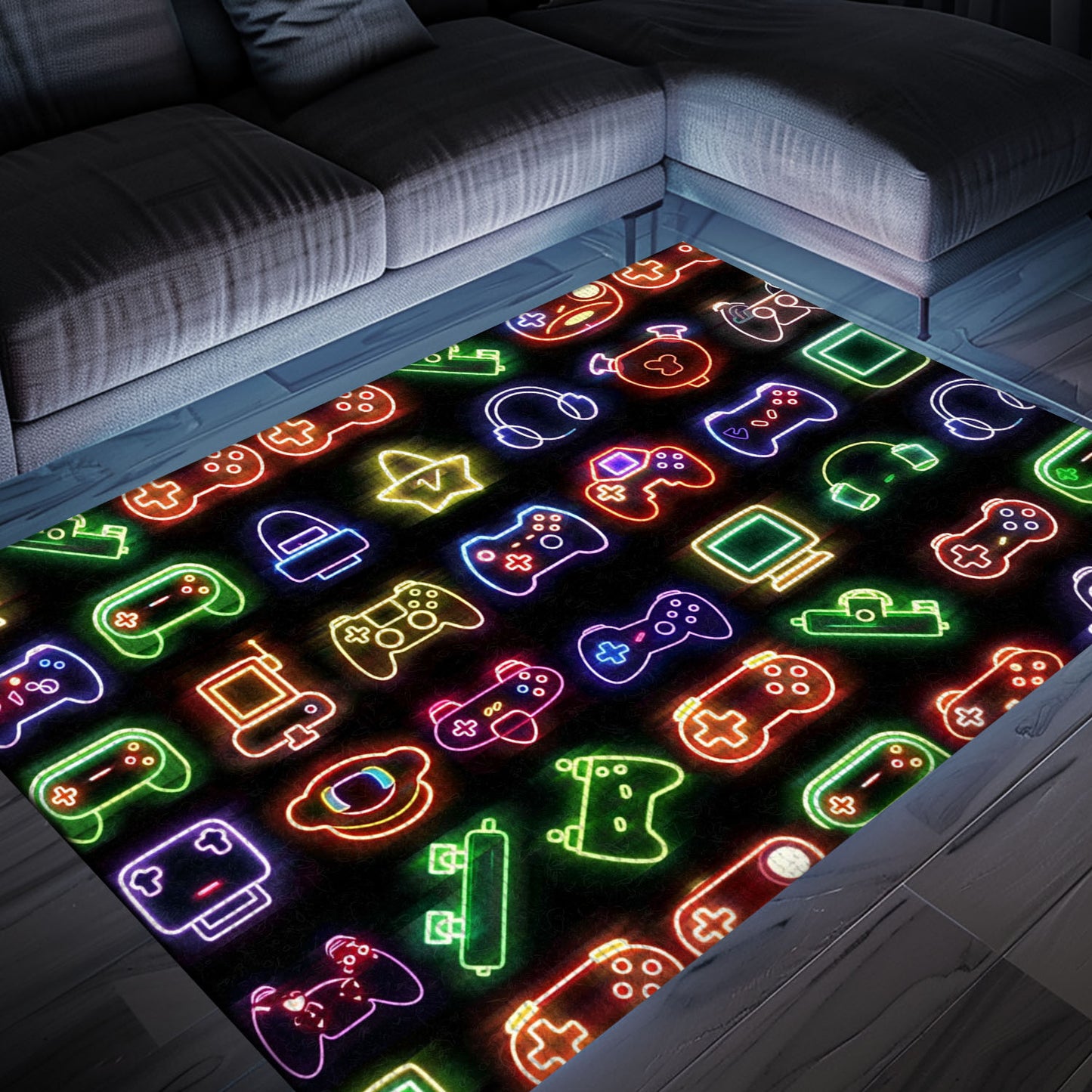 Bright Neon Video Game Retro Arcade Rug for Bedroom, Perfect Decor and Gift for Retro Gamers, Arcade Decor, Gift for Gamers, Video Game Lovers G73