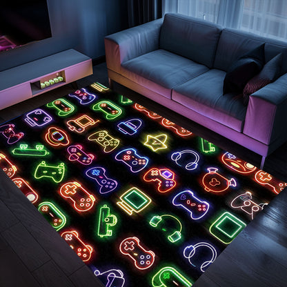 Bright Neon Video Game Retro Arcade Rug for Bedroom, Perfect Decor and Gift for Retro Gamers, Arcade Decor, Gift for Gamers, Video Game Lovers G73