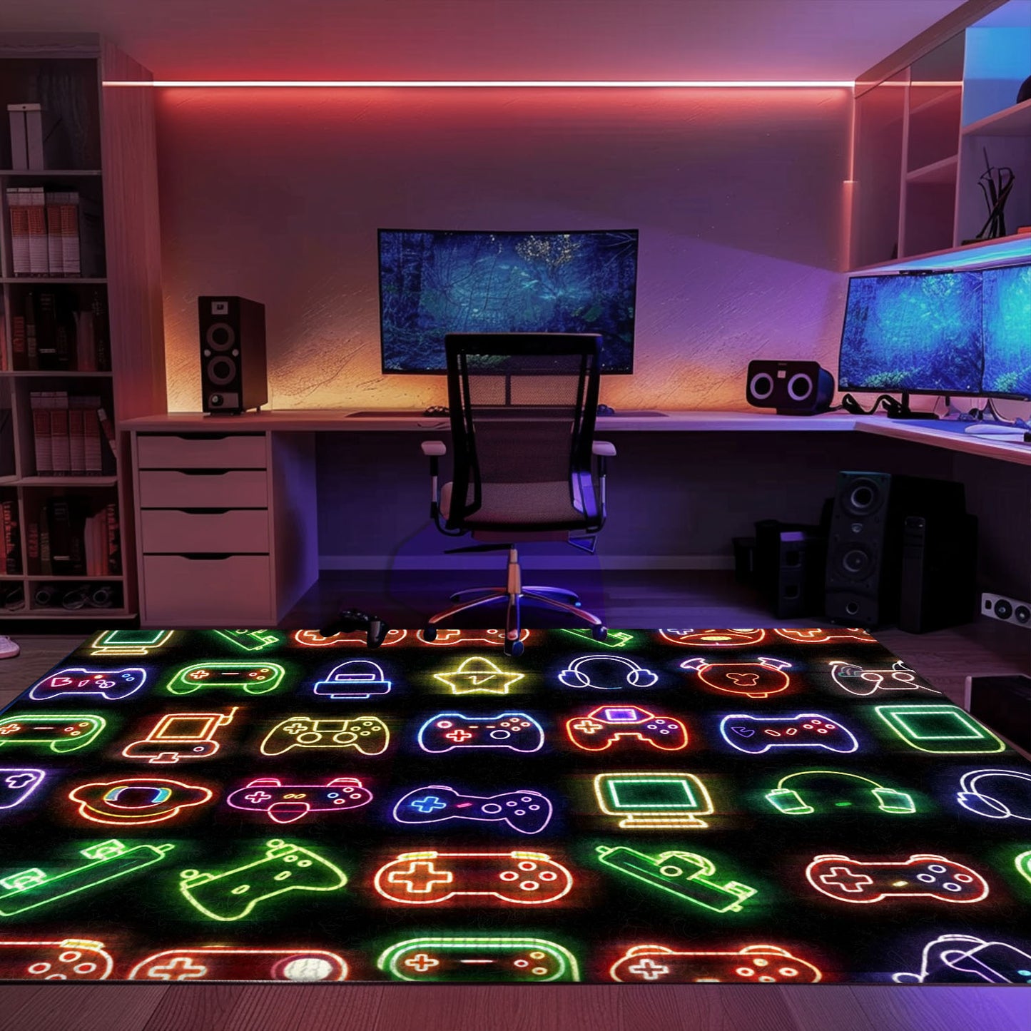 Bright Neon Video Game Retro Arcade Rug for Bedroom, Perfect Decor and Gift for Retro Gamers, Arcade Decor, Gift for Gamers, Video Game Lovers G73