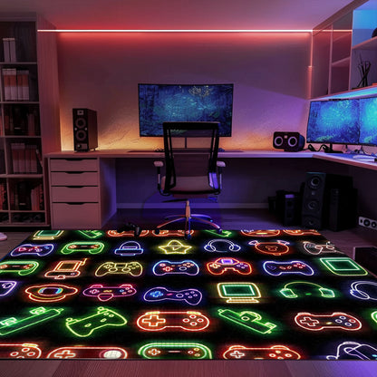Bright Neon Video Game Retro Arcade Rug for Bedroom, Perfect Decor and Gift for Retro Gamers, Arcade Decor, Gift for Gamers, Video Game Lovers G73