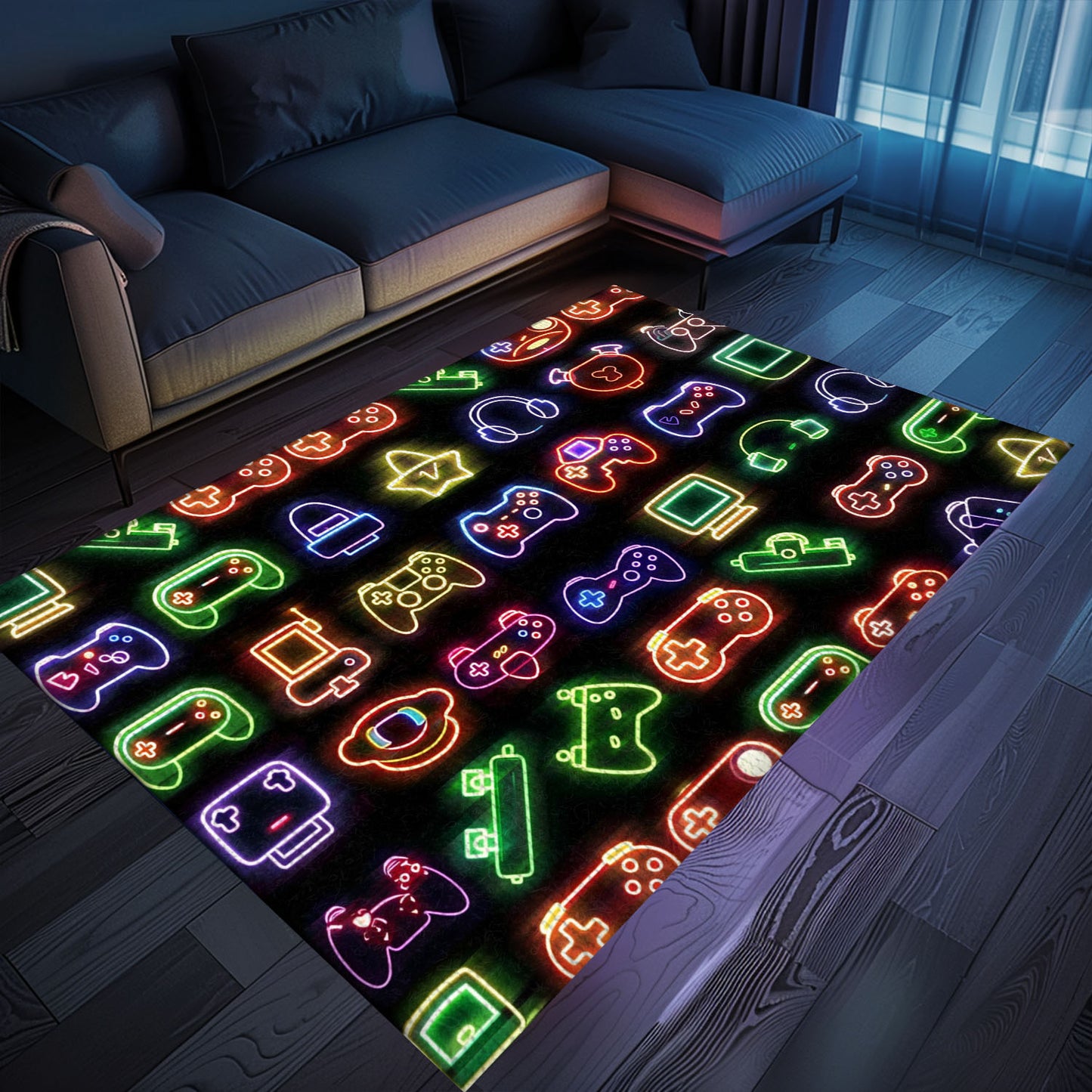 Bright Neon Video Game Retro Arcade Rug for Bedroom, Perfect Decor and Gift for Retro Gamers, Arcade Decor, Gift for Gamers, Video Game Lovers G73