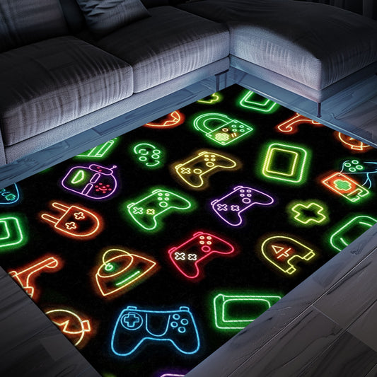 Neon Video Game Retro Arcade Carpet for Game Room, Ideal Decor for Gamers and Video Game Fans, Arcade Decor, Gift for Gamers, Video Game Lovers G72