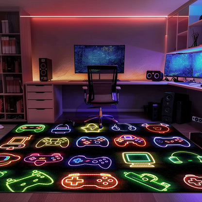 Funky Neon Video Game Retro Arcade Rug for Living Room, Perfect Gift for Gamers and Arcade Enthusiasts, Arcade Decor, Gift for Gamers, Video Game Lovers G71