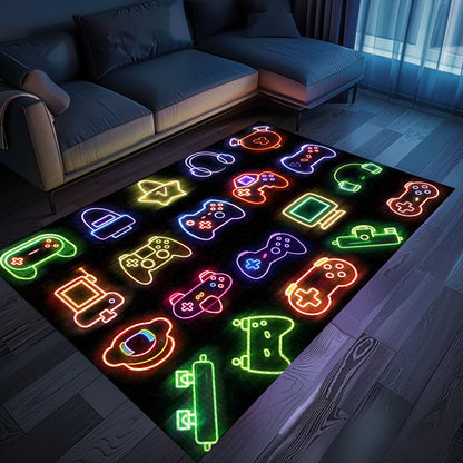 Funky Neon Video Game Retro Arcade Rug for Living Room, Perfect Gift for Gamers and Arcade Enthusiasts, Arcade Decor, Gift for Gamers, Video Game Lovers G71