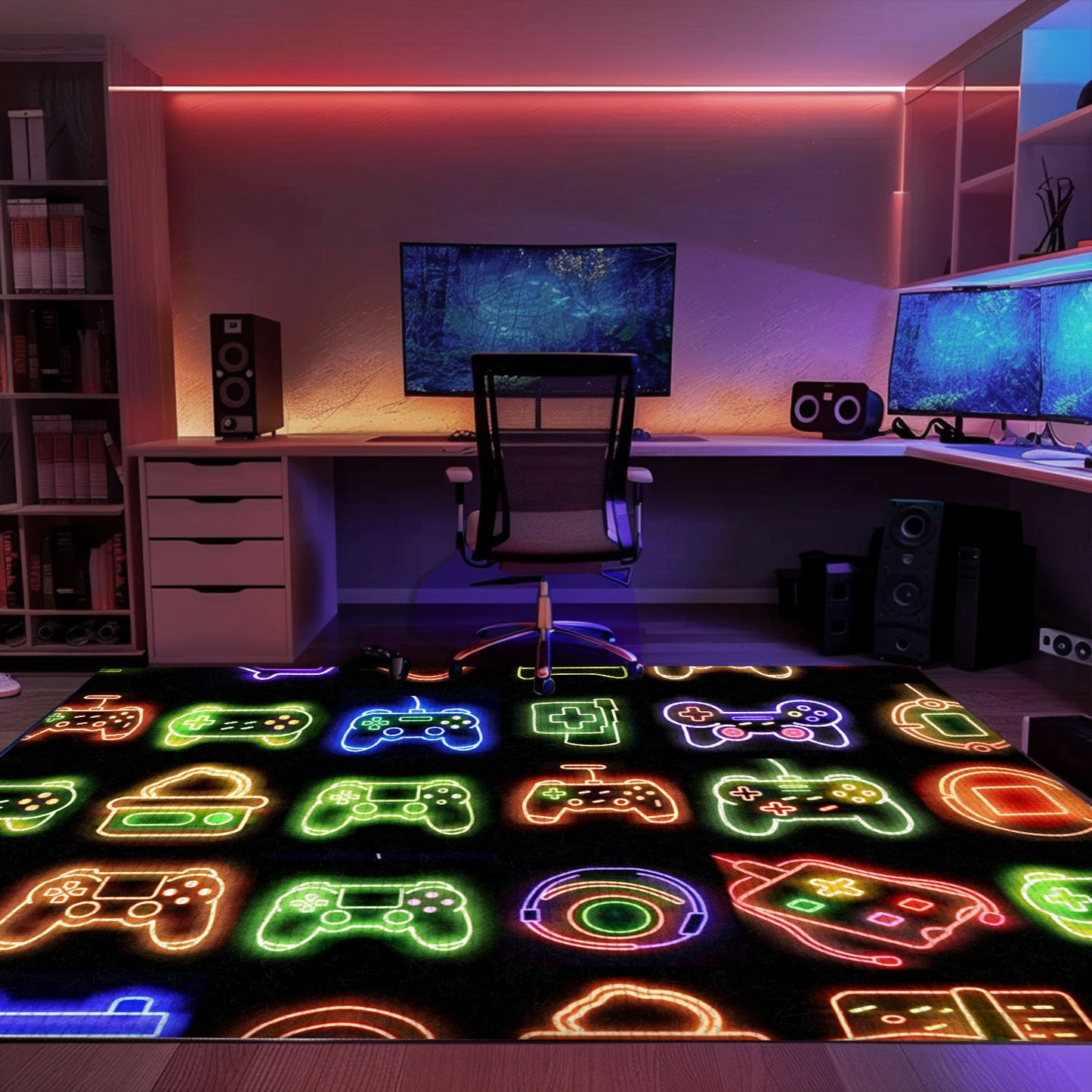 Neon Video Game Retro Arcade Rug for Bedroom, Ideal Decor for Gamers and Video Game Collectors, Arcade Decor, Gift for Gamers, Video Game Lovers G70