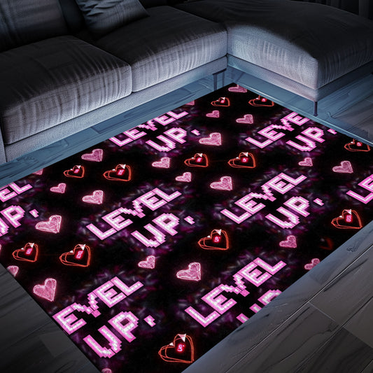 Unique Neon Video Game Retro Arcade Game Room Carpet, Perfect for Gamers and Living Room Decor, Arcade Decor, Gift for Gamers, Video Game Lovers G69