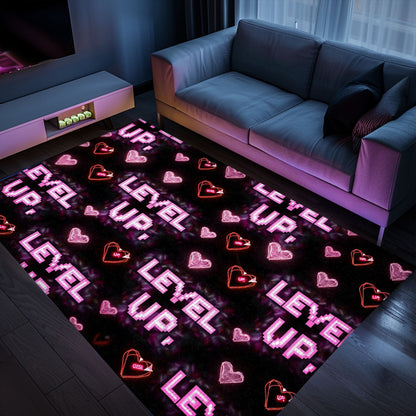Unique Neon Video Game Retro Arcade Game Room Carpet, Perfect for Gamers and Living Room Decor, Arcade Decor, Gift for Gamers, Video Game Lovers G69