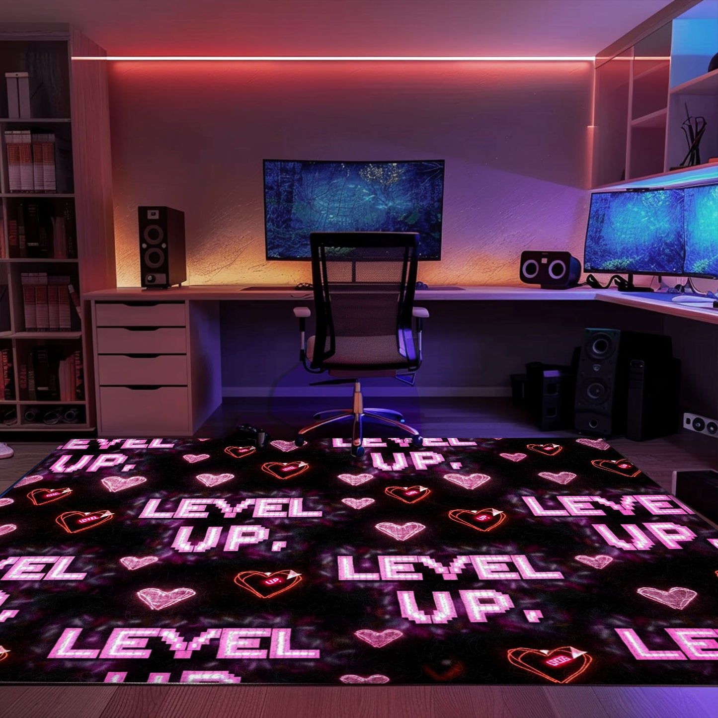 Unique Neon Video Game Retro Arcade Game Room Carpet, Perfect for Gamers and Living Room Decor, Arcade Decor, Gift for Gamers, Video Game Lovers G69