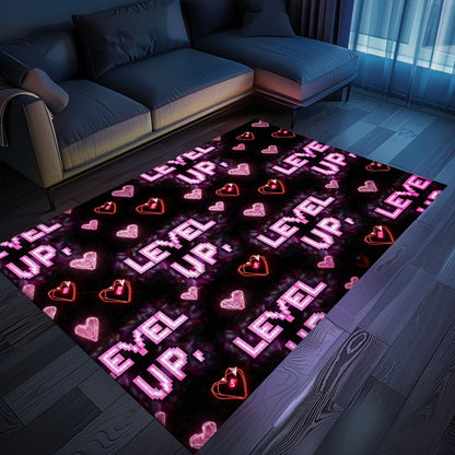 Unique Neon Video Game Retro Arcade Game Room Carpet, Perfect for Gamers and Living Room Decor, Arcade Decor, Gift for Gamers, Video Game Lovers G69