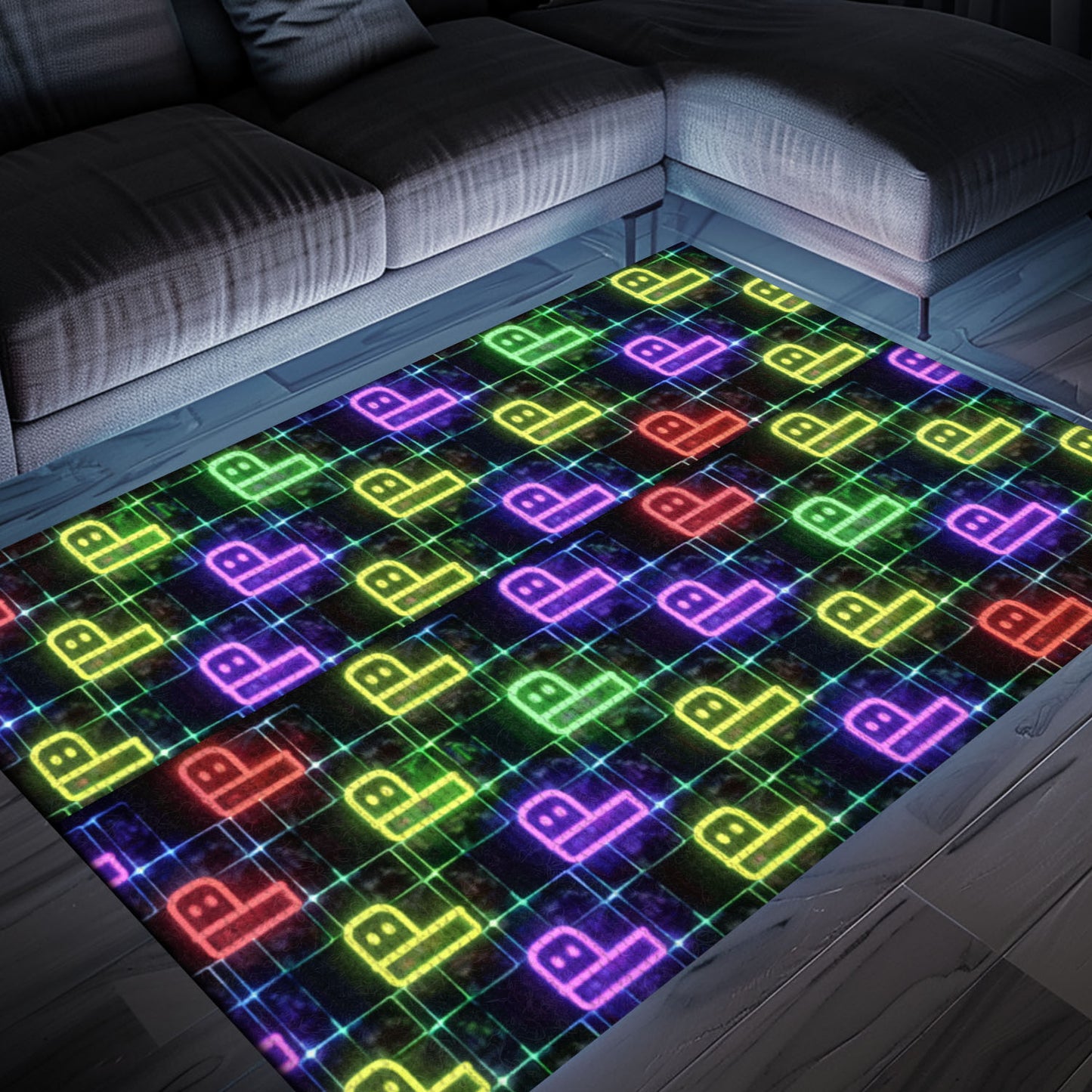 Neon Video Game Retro Arcade Carpet for Living Room Gift for Gamers and Retro Video Game Lovers, Arcade Decor, Gift for Gamers, Video Game Lovers G67