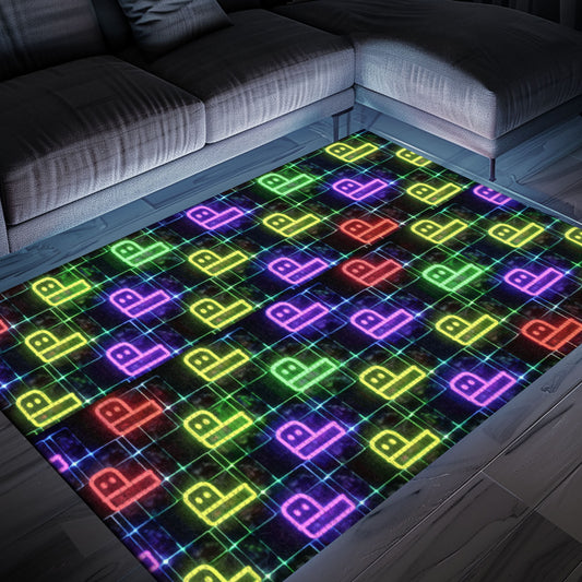 Neon Video Game Retro Arcade Carpet for Living Room Gift for Gamers and Retro Video Game Lovers, Arcade Decor, Gift for Gamers, Video Game Lovers G67