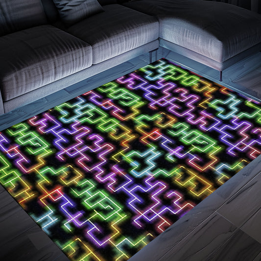 Stylish Neon Video Game Retro Arcade Game Room Rug, Ideal Decor and Gift for Gaming Enthusiasts, Arcade Decor, Gift for Gamers, Video Game Lovers G66
