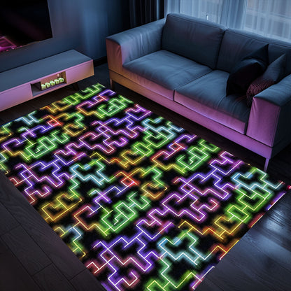 Stylish Neon Video Game Retro Arcade Game Room Rug, Ideal Decor and Gift for Gaming Enthusiasts, Arcade Decor, Gift for Gamers, Video Game Lovers G66