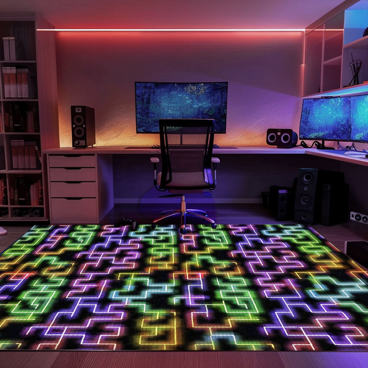 Stylish Neon Video Game Retro Arcade Game Room Rug, Ideal Decor and Gift for Gaming Enthusiasts, Arcade Decor, Gift for Gamers, Video Game Lovers G66