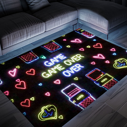 Vibrant Neon Video Game Retro Arcade Rug for Game Room, a Perfect Gift Idea for Video Game Enthusiasts, Arcade Decor, Gift for Gamers, Video Game Lovers G63