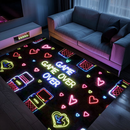 Vibrant Neon Video Game Retro Arcade Rug for Game Room, a Perfect Gift Idea for Video Game Enthusiasts, Arcade Decor, Gift for Gamers, Video Game Lovers G63