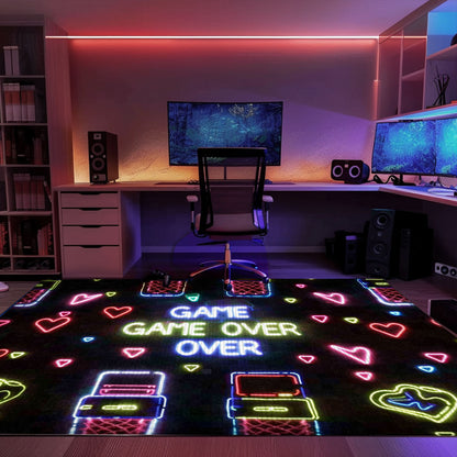 Vibrant Neon Video Game Retro Arcade Rug for Game Room, a Perfect Gift Idea for Video Game Enthusiasts, Arcade Decor, Gift for Gamers, Video Game Lovers G63