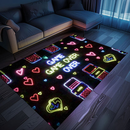 Vibrant Neon Video Game Retro Arcade Rug for Game Room, a Perfect Gift Idea for Video Game Enthusiasts, Arcade Decor, Gift for Gamers, Video Game Lovers G63