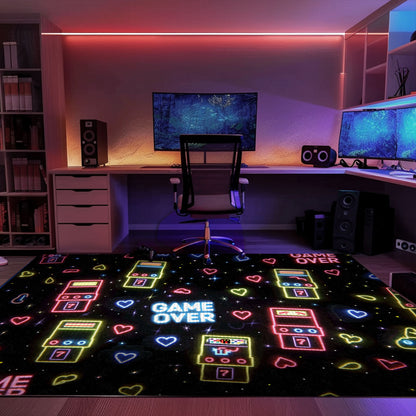 Neon Video Game Retro Arcade Carpet for Bedroom, Excellent Decor for Gamers and Video Game Fans, Arcade Decor, Gift for Gamers, Video Game Lovers G62