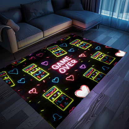 Bright Neon Video Game Retro Arcade Rug for Living Room, Ideal Decor and Perfect Gift for Gamers, Arcade Decor, Gift for Gamers, Video Game Lovers G61