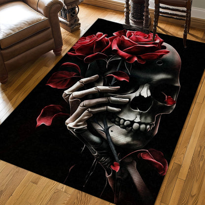 Infuse Your Space with Cultural Charm with a Mexican Sugar Skull Inspired Area Rug, Skull Rug, Area Rugs 5x8, 4x6, 3x5 Size for Living Room Bedroom Home Decorative Skull K28