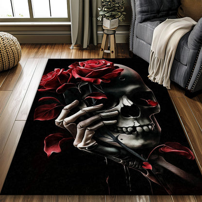 Infuse Your Space with Cultural Charm with a Mexican Sugar Skull Inspired Area Rug, Skull Rug, Area Rugs 5x8, 4x6, 3x5 Size for Living Room Bedroom Home Decorative Skull K28