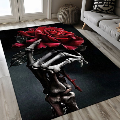 Make Your Floors Stand Out with a Vibrant Sugar Skull Rose Design Area Rug, Skull Rug, Area Rugs 5x8, 4x6, 3x5 Size for Living Room Bedroom Home Decorative Skull K26