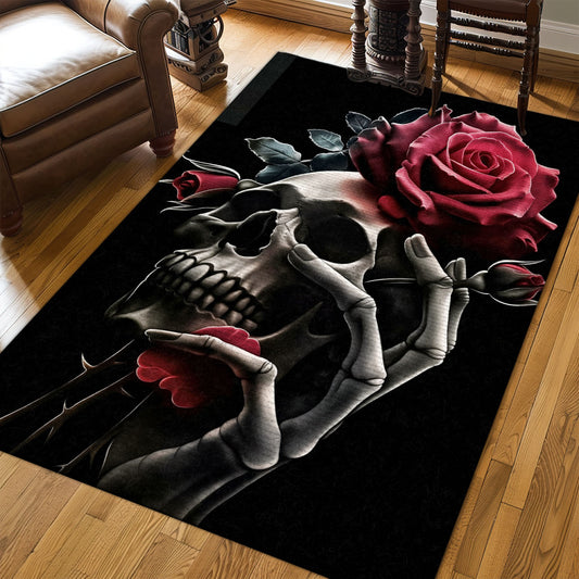 Express Your Unique Style in Your Home with a Mexican Sugar Skull Theme Rug, Skull Rug, Area Rugs 5x8, 4x6, 3x5 Size for Living Room Bedroom Home Decorative Skull K25